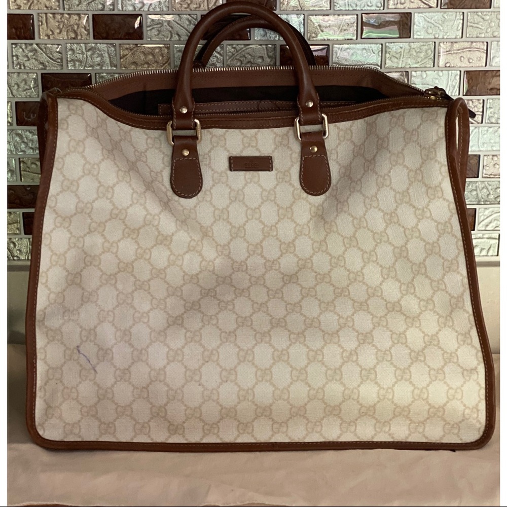 Vintage Authentic Gucci GG Plus Large Joy Tote